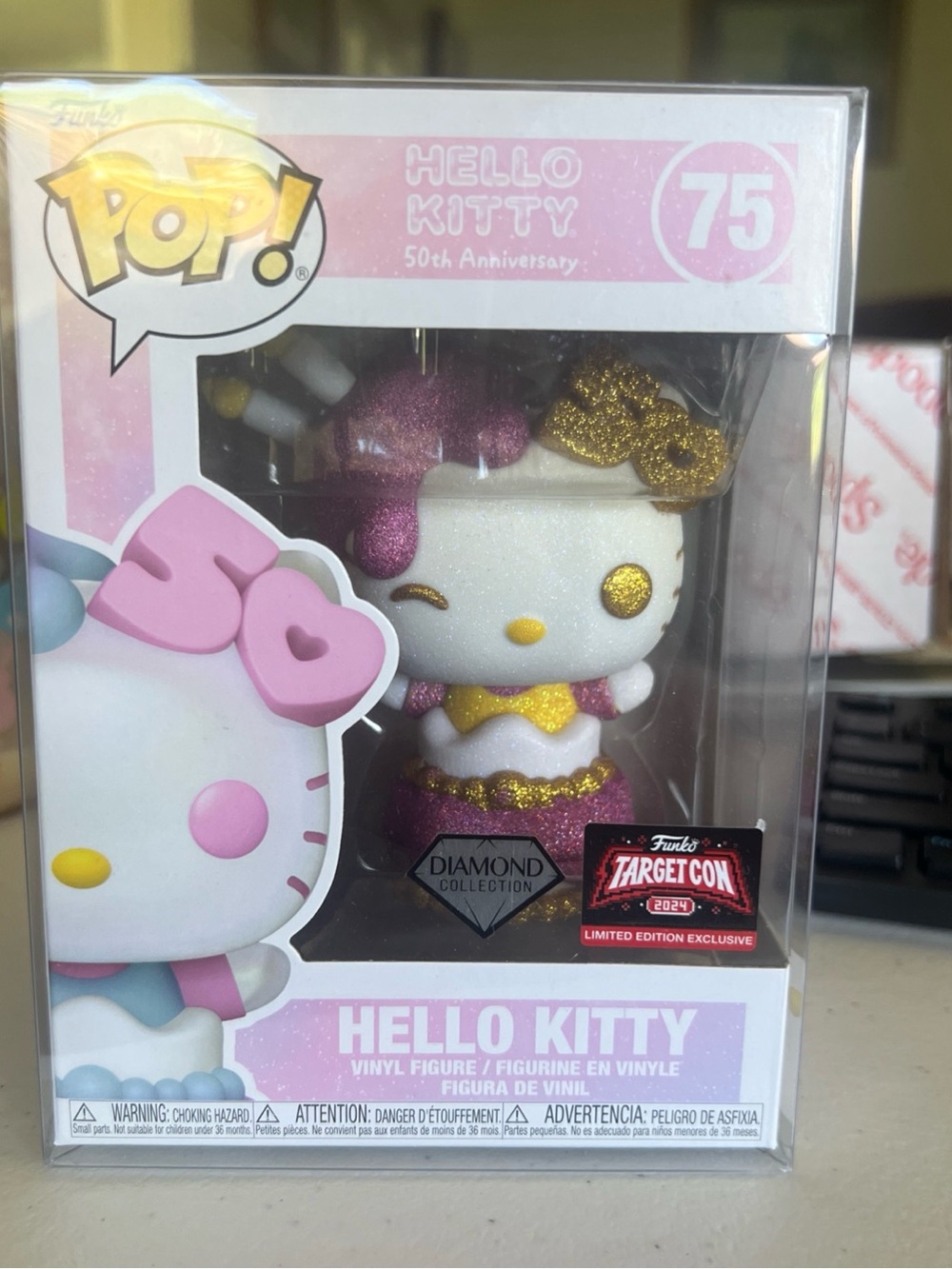 Funko Hello Kitty Diamond Collection Glitter Pink & Gold Pop! Vinyl #75